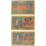 1902-1920. 36db-os Korona bankjegy tétel mind felülbélyegzéssel vagy bélyeggel ellátva...