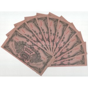 1945. 1000P (10x) sorszámkövetők F 579 046019 - F 579 046028 T:AU / Hungary 1945. 1000 Pengő (10x...