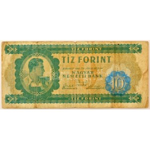 1946. 10Ft A 130 041215 nyomdahibás bankjegy (eltolódott értékjelzés az előlapon) T:VG / Hungary 1946. 10 Forint ...