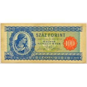 1946. 100Ft B 133 077889 T:F erős papír / Hungary 1946. 100 Forint B 133 077889 C:F strong paper Adamo F26...