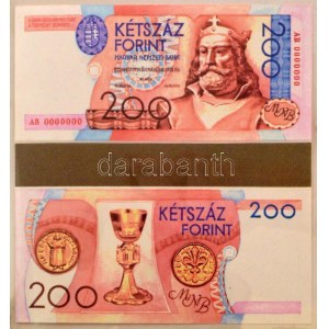 ~1995. 19 darabos (ebből 18 darab különböző), az új forint bankjegytervezeteiből álló tétel, 100-200-500-1000-2000-5000...