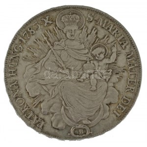 1783B Tallér Ag II. József (28,05g) portrénál verőtő-eltömődés T:AU,XF fny? Hungary 1783B 1 Thaler Ag Joseph II (28...