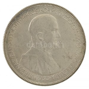 1930. 5P Ag Horthy jobbra hajas T:AU patina / Hungary 1930. 5P Ag 10th Anniversary - Regency of Admiral Horthy C...