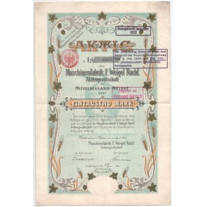 Német Birodalom / Mittelneuland-Neisse 1901. Mittelneuland-Neisse-i F. Weigel Utóda Gépgyár Részvénytársaság...