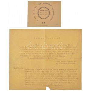 1934. Ebéd-jegy Kisujszállás 1934. nov. 18-án - A volt cs. és kir. 13-ik huszárezred emlékünnepélyére mellette a 13...