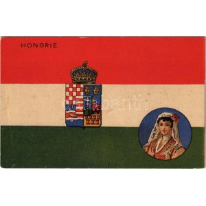 Hongrie / Magyar Királyság középcímere, magyar zászló / Kingdom of Hungary, Hungarian flag and coat of arms...