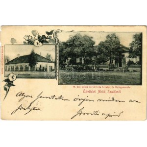 1899 (Vorläufer) Abádszalók, községháza, M. kir. posta és távirda hivatal, gyógyszertár...