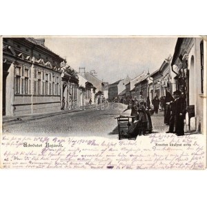 1900 Baja, Erzsébet királyné utca, cipő üzlet (szakadás / tear)