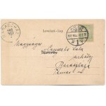 1902 Arad, Pénzügyi palota. Szecessziós magyar zászlós montázs / palace of finance...