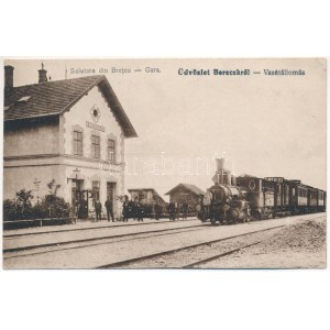 1922 Bereck, Bereczk, Bretcu; Gara / vasútállomás, vonat, gőzmozdony / railway station, train, locomotive (EK...