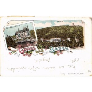 1896 (Vorläufer) Baden bei Wien, Villa Erzherzog Wilhelm, Wellburg / villa and castle. Schneider & Lux Art Nouveau...