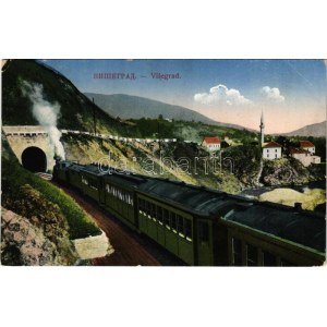 1914 Visegrad, Railway tunnel, locomotive, train (EK) + K. und k. Bahnpost Sarajevo-Visegrad 113.