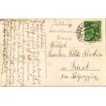 1914 Jablonec nad Nisou, Gablonz; Alter Markt / market, trams, Hotel Erlebach, shops of Carls Weiss and Blumen (EK...