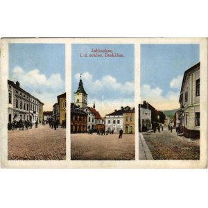 Jablunkov, Jablunkau (schles. Beskiden); streets, shop of Franz Kuch., Ed. Feitzinger No. 1208. (EK)