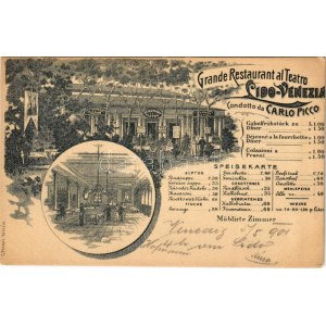 1901 Venezia, Lido, Grande Restaurant al Teatro Lido-Venezia Condotta da Carlo Picco, Speisekarte. C. Ferrari ...