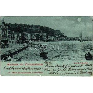 1899 (Vorläufer) Constantinople, Istanbul; Quai de Bujukdere / Büyükdere quay at night (EK)