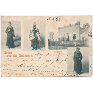 1899 (Vorläufer) Sadhora, Sadagóra, Sadigura; Gruss aus Bukowina / Jewish types from Bukovina, Judaica, synagouge (EK...