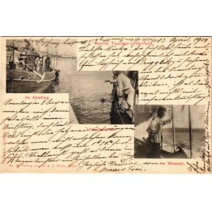 1904 K.u.K. Kriegsmarine Marine Taucher Unterricht, Im Abstieg, Untertauchen, Im Wasser. Nr. 81. Alex J...