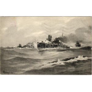 1912 K.u.K. Kriegsmarine Hochseetorpedoboot bei Sirocco. Phot. A. Beer, F.W. Schrinner Pola 1911 s...