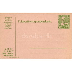 SMS PLANET Feldpostkorrespondenzkarte. Pola, Marinefeldpostamt Jos. Krmpotic + 1848 - 2.XII. - 1914 Ga...