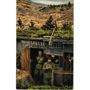 1917 Weltkrieg 1914-1915 - Blaue Grotte. Granatsichere Telephonzentrale auf dem südwestlichen Kriegsschauplatz / WWI K...