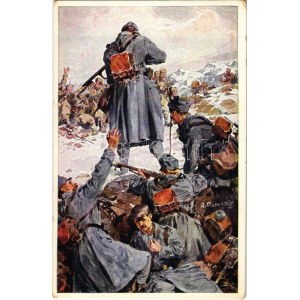 Die Warasdiner werden von der Serben arg bedrängt. Aus dem goldenen Buche der Armee Serie I. / WWI Austro-Hungarian K.u...