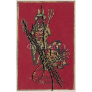 1922 Üdvözlet a Krampusztól! / Krampus and real birch