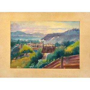 Kudelász Károly (1896-1973): Kolozsvári panoráma, 1940. Akvarell, papír...