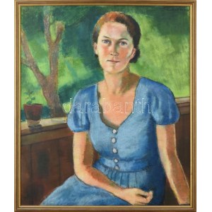 Schubert Ernő (1903-1960): Női portré, 1937. Pasztell, papír, jelezve jobbra fent. Dekoratív fakeretben, 68×57,5 cm ...