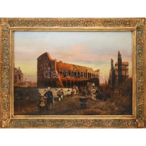 Robert Kronabetter Alott (1850 - 1910): A római Colosseum. Olaj, vászon. Jelzett. Restaurált...