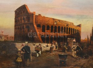 Robert Kronabetter Alott (1850 - 1910): A római Colosseum. Olaj, vászon. Jelzett. Restaurált...