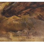 Edvi Illés Aladár (1858-1927): Tehén borjával, 1911. Akvarell, papír, jelezve jobbra lent. Hátoldalán XI...