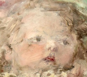 Náray Aurél (1883-1948): Kislányok. Olaj, karton. Jelzett. Sérült fa keretben. 34x27 cm / oil on board, signed...