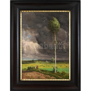 Adolf Zdrazila (1868-1942): Hazafelé (vihar előtt). Olaj, vászon, jelezve balra lent. Dekoratív fakeretben. 70x50 cm ...