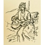 Rippl-Rónai József (1861-1927): Gitáros 1913. Cinkográfia , papír, jelzett a cinkográfián, lapméret 26×35...