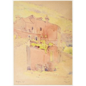 Karl Viktor Mayr (1882-1974) Ragusa 1910. Akvarell, papír. Jelzett, dekoratív üvegezett keretben 27x19 cm / Watercolor...