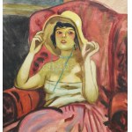 Márk Lajos (1867-1940): Dáma fotelben. Olaj, vászon, jelezve jobbra lent. Proveniencia: Orosz Péter, a 2007...