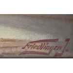 Friedlinger Jenő (1890-?): Kastélyenteriőr. Olaj, vászon. Jelezve jobbra lent: Friedlinger J...