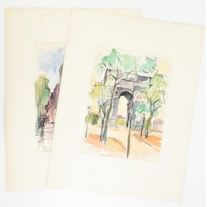 Rupert Rosenkranz (1908-1991), 2 db mű: Párizsi részlet, Arc de Triomphe és mecset, 1954. Akvarell, papír. Jelzett...
