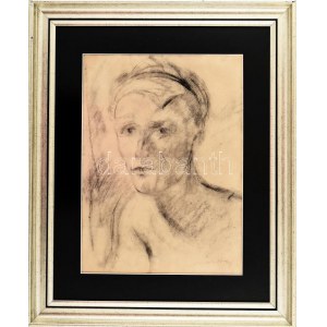 Márffy Ödön (1878-1959): Portré. Ceruza, papír. Kétoldalas 43x32 cm Üvegezett keretben