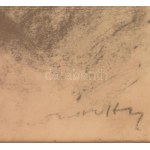 Márffy Ödön (1878-1959): Portré. Ceruza, papír. Kétoldalas 43x32 cm Üvegezett keretben