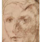 Márffy Ödön (1878-1959): Portré. Ceruza, papír. Kétoldalas 43x32 cm Üvegezett keretben