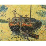 Lakatos Artúr (1880-1968): A kikötő színei. Olaj, vászon, jelezve balra lent. Javított. Dekoratív, üvegezett fakeretben...
