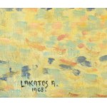 Lakatos Artúr (1880-1968): A kikötő színei. Olaj, vászon, jelezve balra lent. Javított. Dekoratív, üvegezett fakeretben...