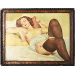 Fried Pál (1893-1955): Női akt. Olaj, vászon, jelzett. Dekoratív, sérült fakeretben, 60×80 cm / Pál Fried (1893-1955)...