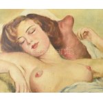 Fried Pál (1893-1955): Női akt. Olaj, vászon, jelzett. Dekoratív, sérült fakeretben, 60×80 cm / Pál Fried (1893-1955)...