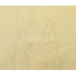 Ferenczy Noémi (1890-1957): Május. Ceruza, papír. Jelzés nélkül. Üvegezett fakeretben. 27x39 cm/ pencil on paper...