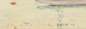 Diósy Antal (1895-1977): Siófoki vitorlások (Balaton), 1955. Akvarell, papír, jelzett. Üveg mögött, 24×34 cm. ...