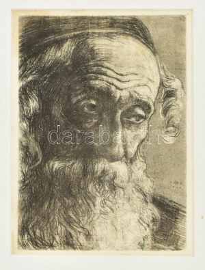 Hermann Struck (1876-1944): Öreg zsidó Jaffából (Alter Jude aus Jaffa). Rézkarc, papír, jelzett a karcon. Paszpartuban...