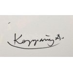Koppány Attila (1947-): Kockafa. Akril, applikáció, vászon. Jelzett a hátoldalán. Fakeretben. 70x50 cm. ...